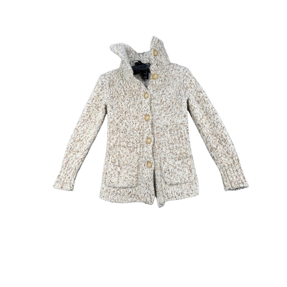 GAP Women's M Wool Blend Chunky Knit Cardigan Jacket High Collar Pockets